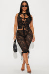 Lora Lace Capri Set - Black.