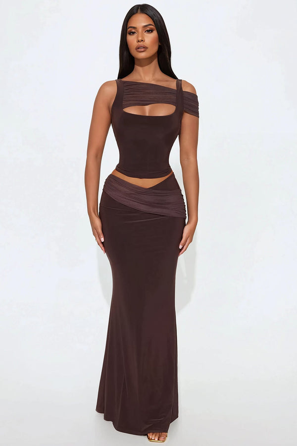 In My Maxi Skirt Set - Brown.