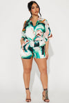 Janice Satin Short Set - Green/combo.