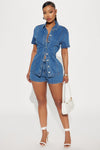 Delilah Denim Short Set - Medium Wash.