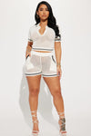 Ready To Play Crochet Short Set - White.