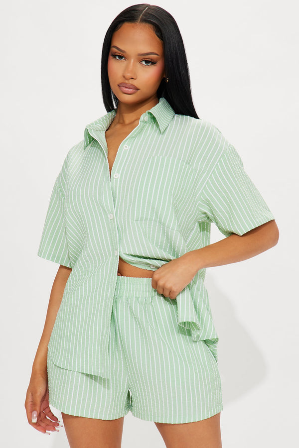 Lily Striped Short Set - Green.