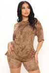 Chelsea Biker Short Set - Chocolate.