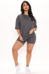 Weekend Vibes Short Set - Charcoal.