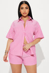 Lily Striped Short Set - Pink.