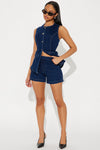 Caught In A Moment Denim Short Set - Dark Wash.