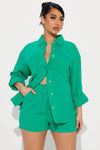 Rising Sun Gauze Short Set - Kelly Green.