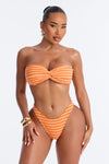 Paulina Striped 2 Piece Bandeau Bikini Set - Orange/combo.