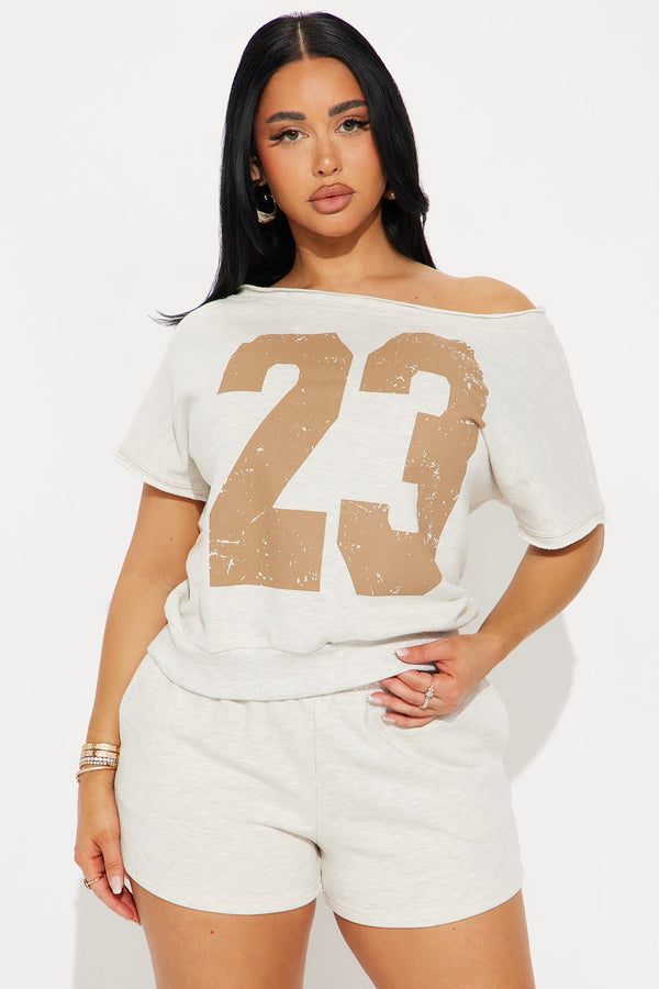 23 Off Shoulder Short Set - Oatmeal.