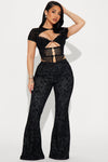 Celina Burnout Pant Set - Black.