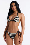 Chelsea Crochet Striped 2 Piece Bikini Set - Black/White.