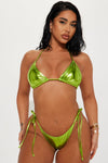 Rhianna Metallic Triangle 2 Piece Bikini - Lime.