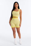 Harlowe Stripe Seamless Short Set - Yellow/combo.