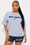 Off Duty Biker Short Set - Grey.