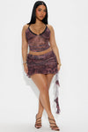 Someone Special Mesh Mini Skirt Set - Brown.