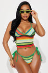 Samira Textured Stripe Tankini 2 Piece Bikini - Green/combo.