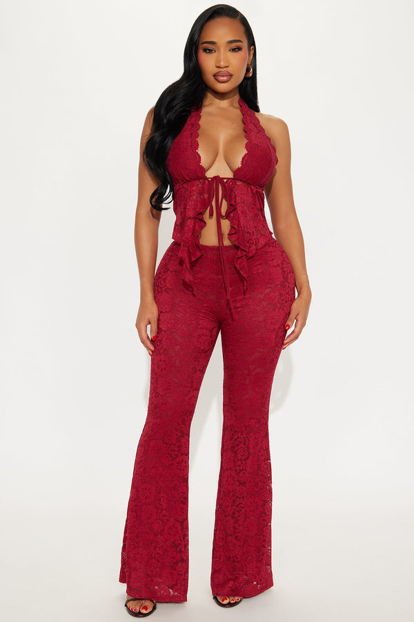 Violetta Lace Pant Set - Burgundy.