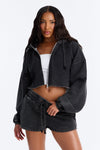 On The Go Washed Short Set - Charcoal.