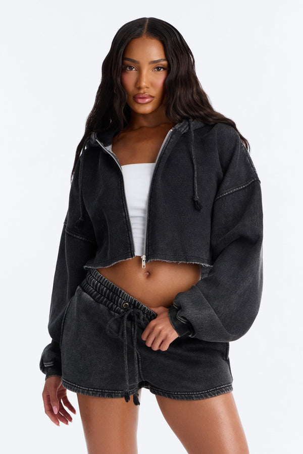 On The Go Washed Short Set - Charcoal.