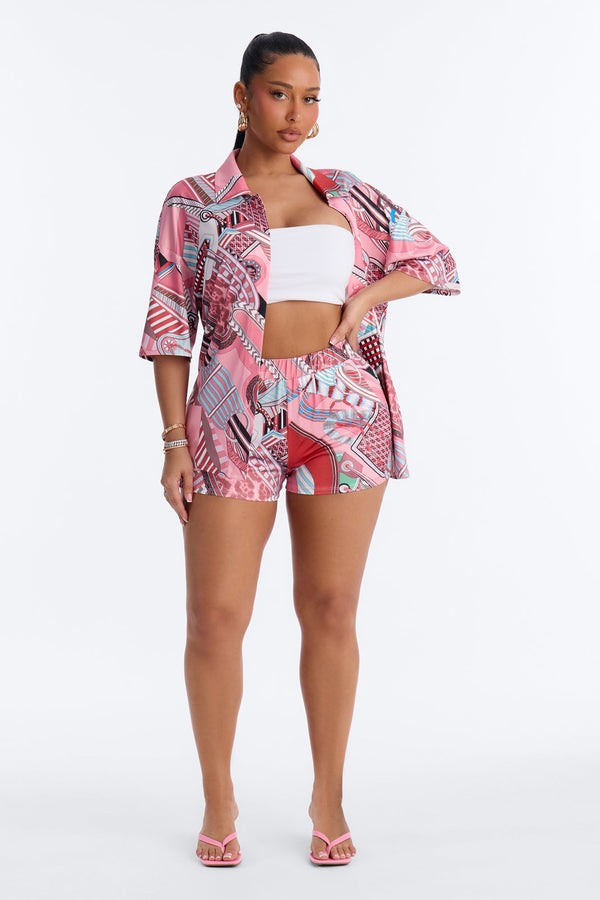 Island Mood Short Set - Pink/combo.