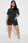 Stepping Out Mineral Wash Short Set - Charcoal.