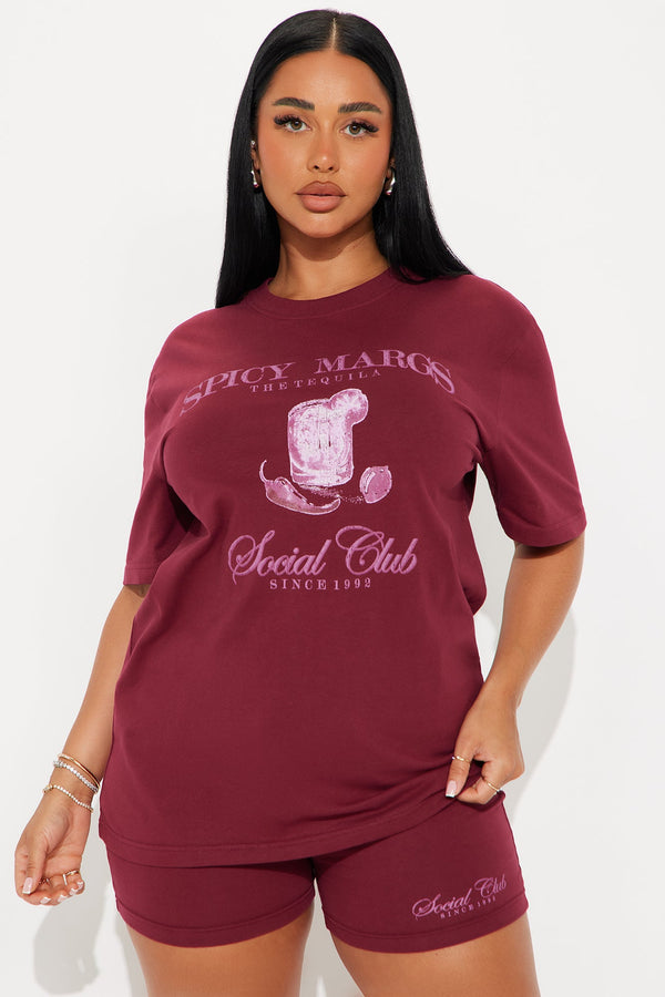 Margs Social Club Short Set - Burgundy.