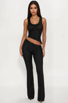 Diana Asymmetrical Mesh Pant Set - Black.
