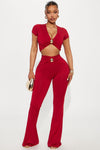 Untamed Beauty Flare Pant Set - Red.