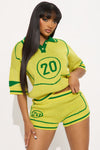 Love For The Game Sweater Short Set - Lime.