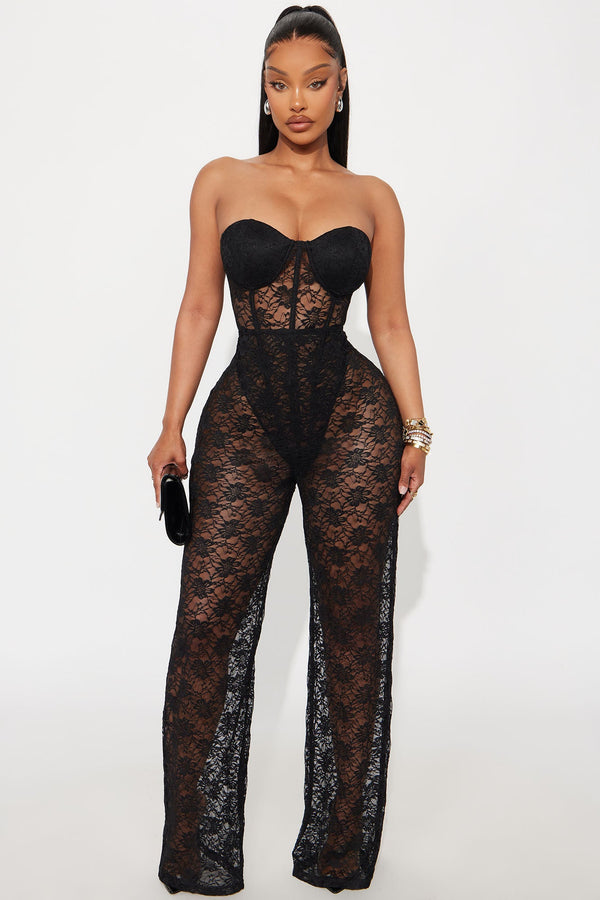 Laced In Lust Corset Pant Set - Black.