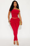 Vanessa Off Shoulder Pant Set - Red.
