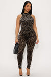 Lead You On Leopard Print Velvet Legging Set - Black/combo.