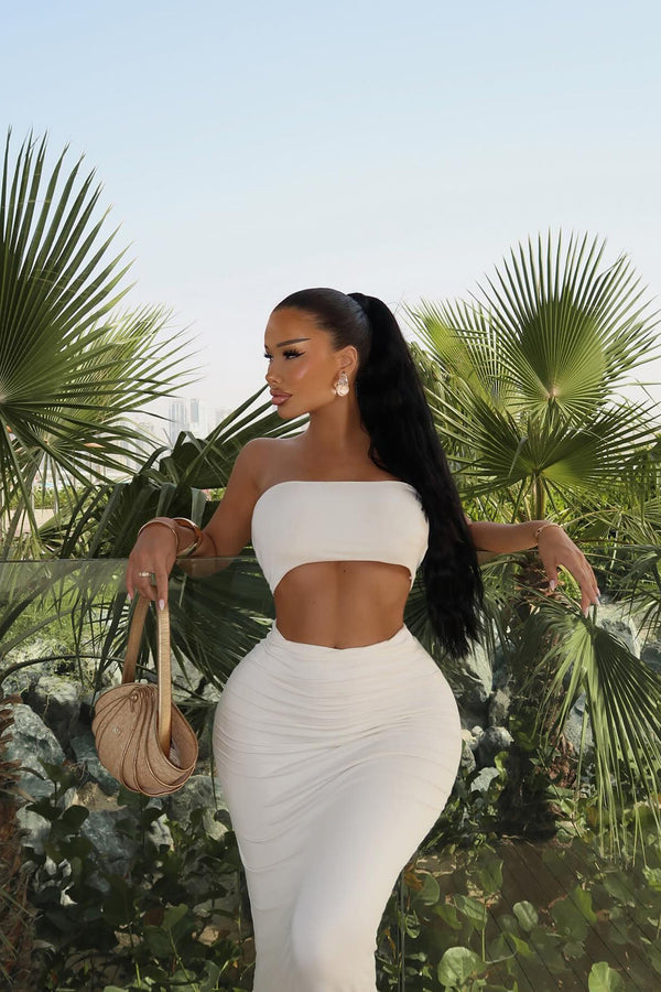 Another Time Double Lined Skirt Set - Ivory.